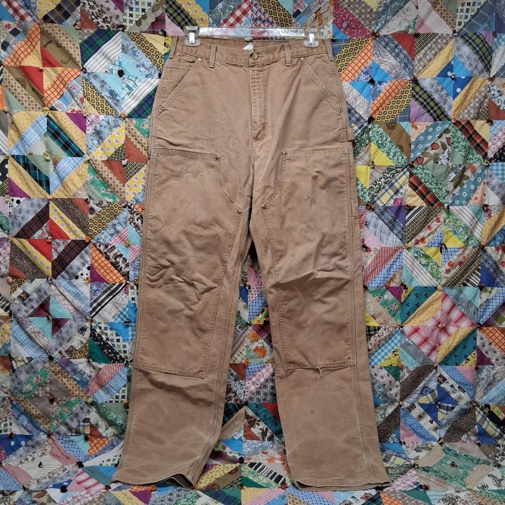 VTG Carhartt B01 BRN Double Knee Pants Made in USA 2002 Workwear‎ Canvas 34x36